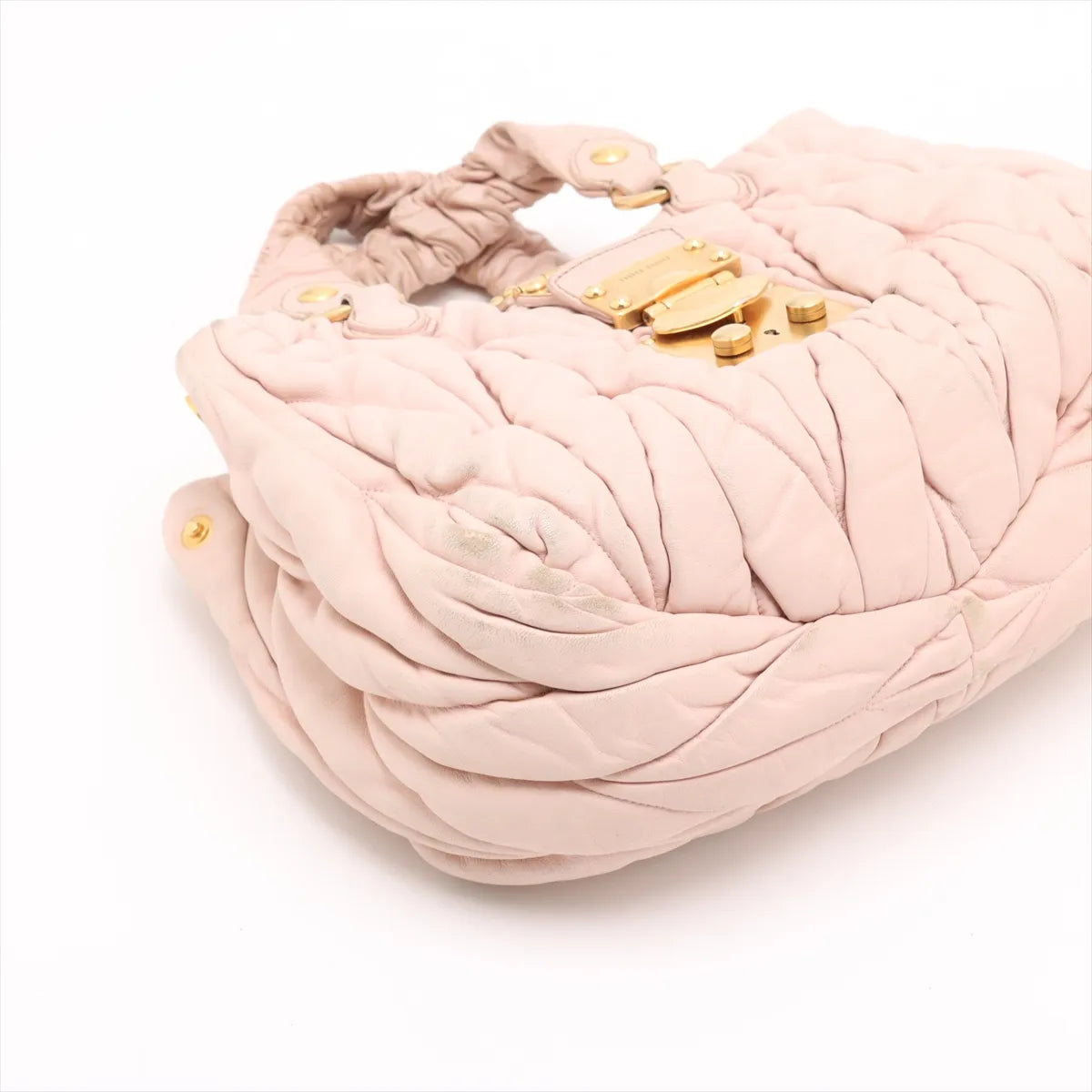 Miu Miu Matelassé Leather 2-Way Top Handle — Blush Pink