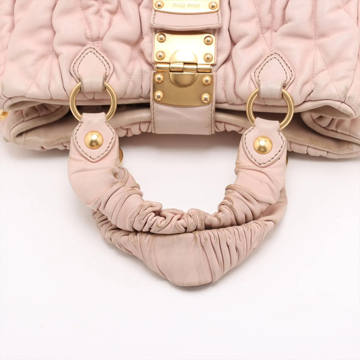 Miu Miu Matelassé Leather 2-Way Top Handle — Blush Pink