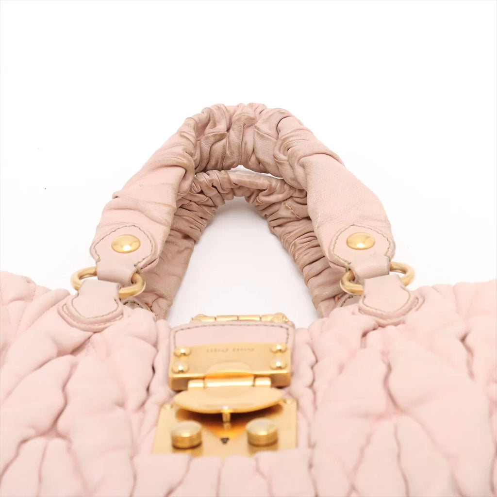 Miu Miu Matelassé Leather 2-Way Top Handle — Blush Pink