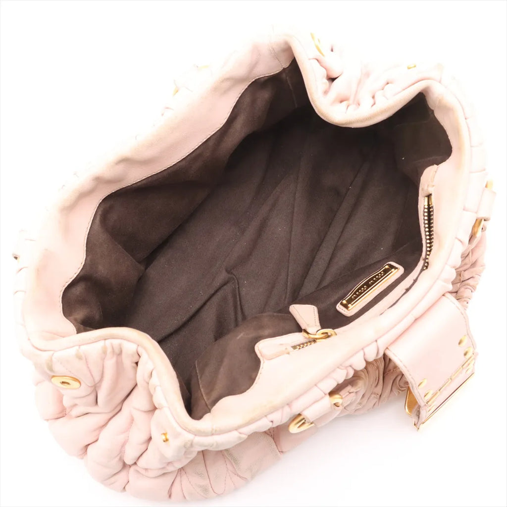 Miu Miu Matelassé Leather 2-Way Top Handle — Blush Pink
