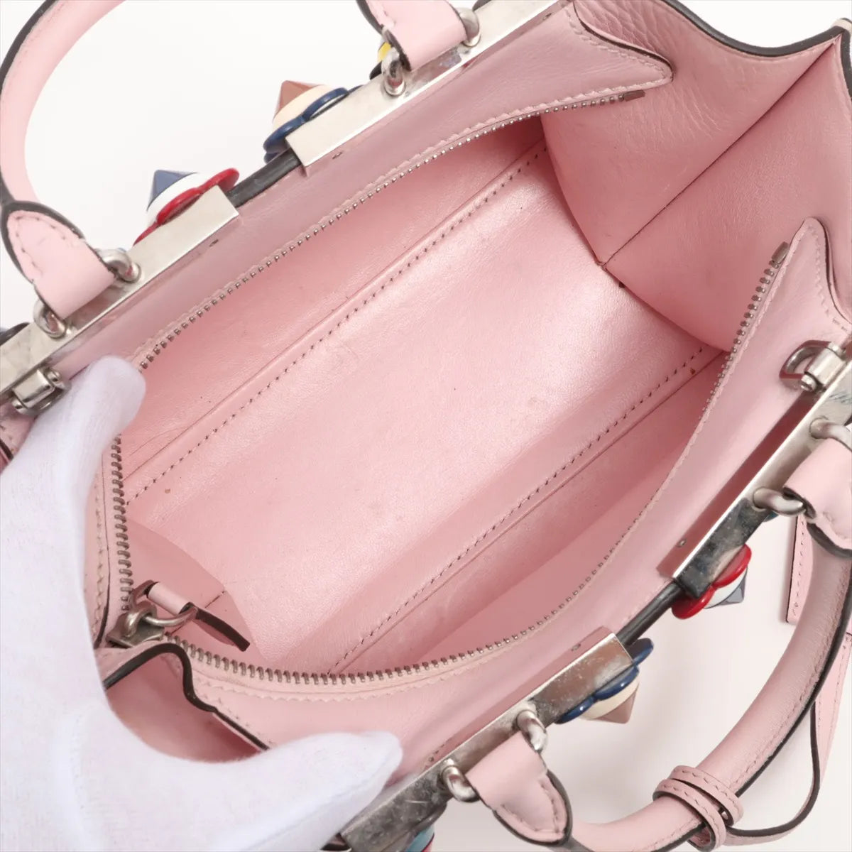Fendi Petite Trois Jours 2Way Handbag — Pink, Flowerland Studs
