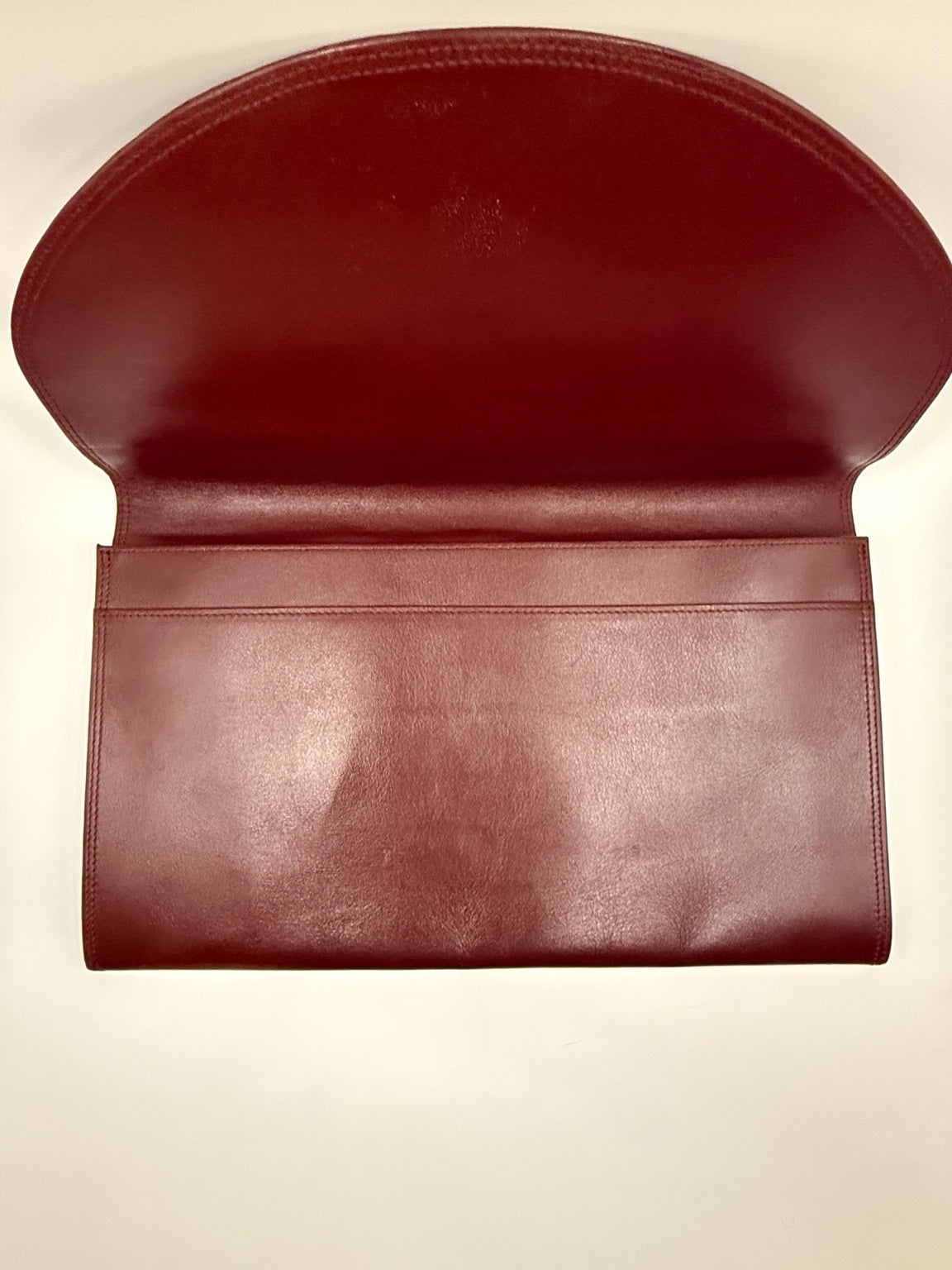 Cartier Must de Cartier Bordeaux Leather Envelope Clutch (with off-market chain)