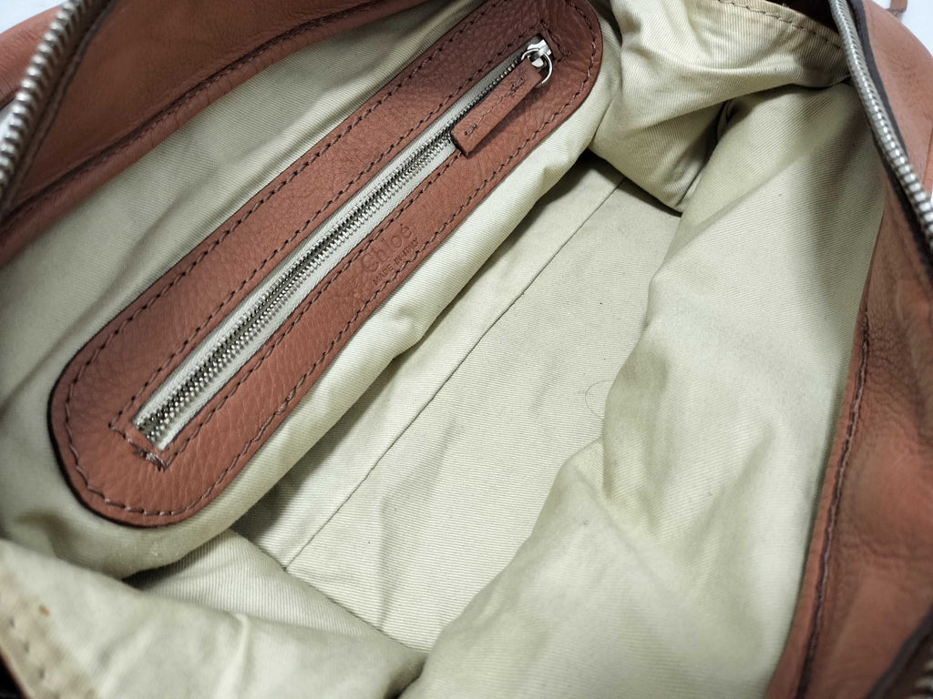 Chloé Paddington Lock Bag in Caramel Pebbled Leather