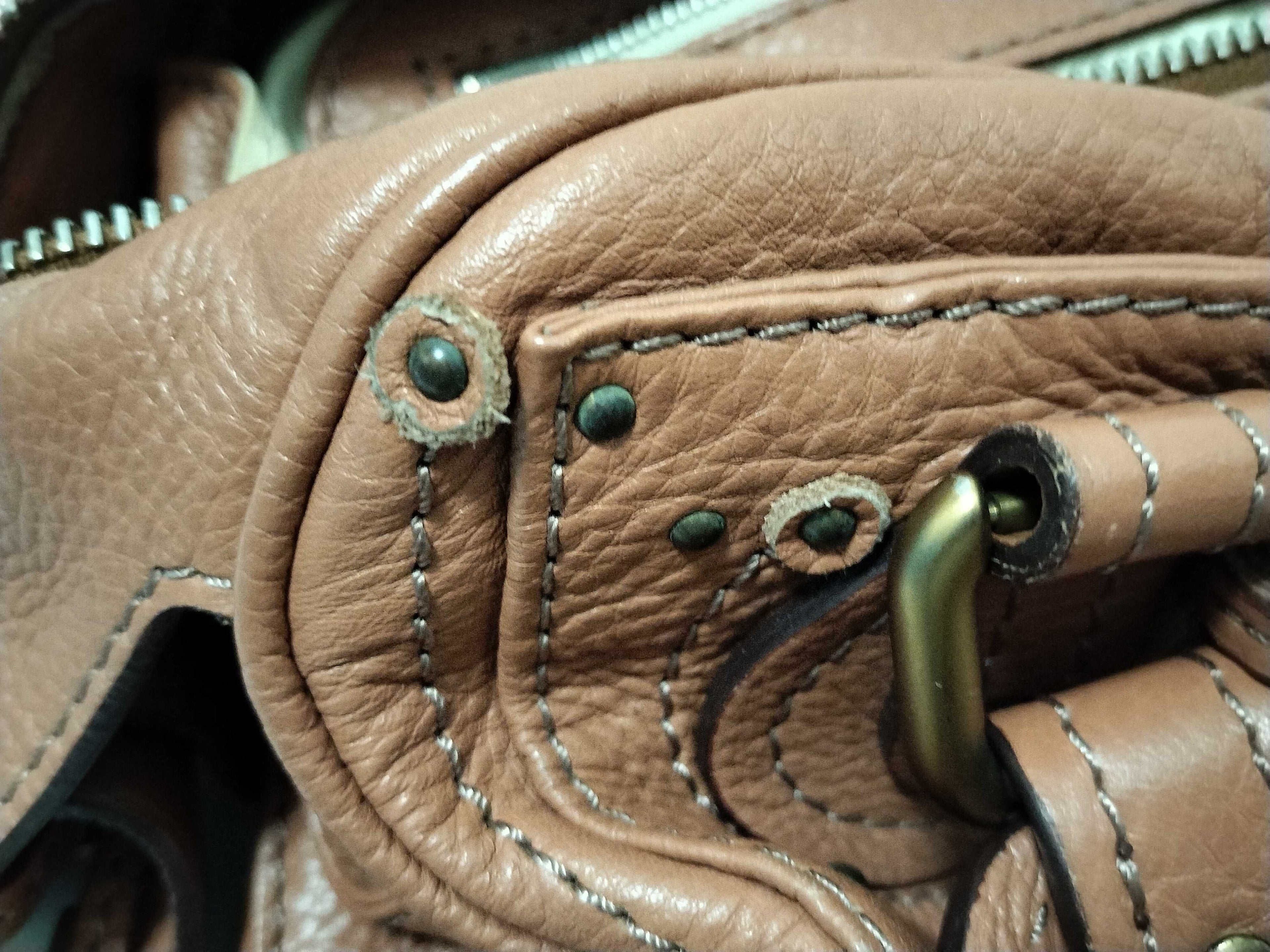Chloé Paddington Lock Bag in Caramel Pebbled Leather