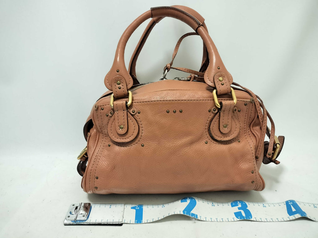 Chloé Paddington Lock Bag in Caramel Pebbled Leather