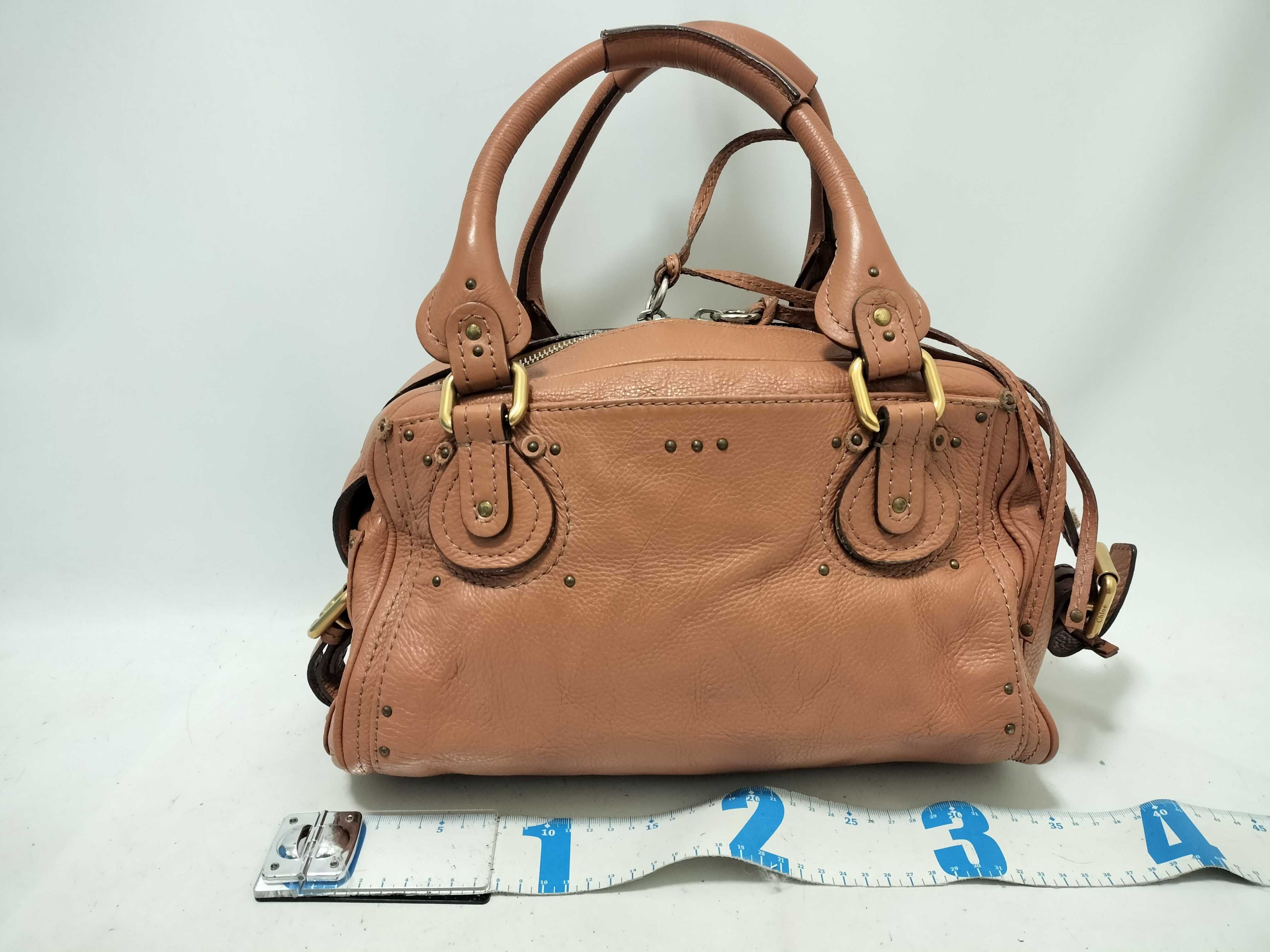 Chloé Paddington Lock Bag in Caramel Pebbled Leather