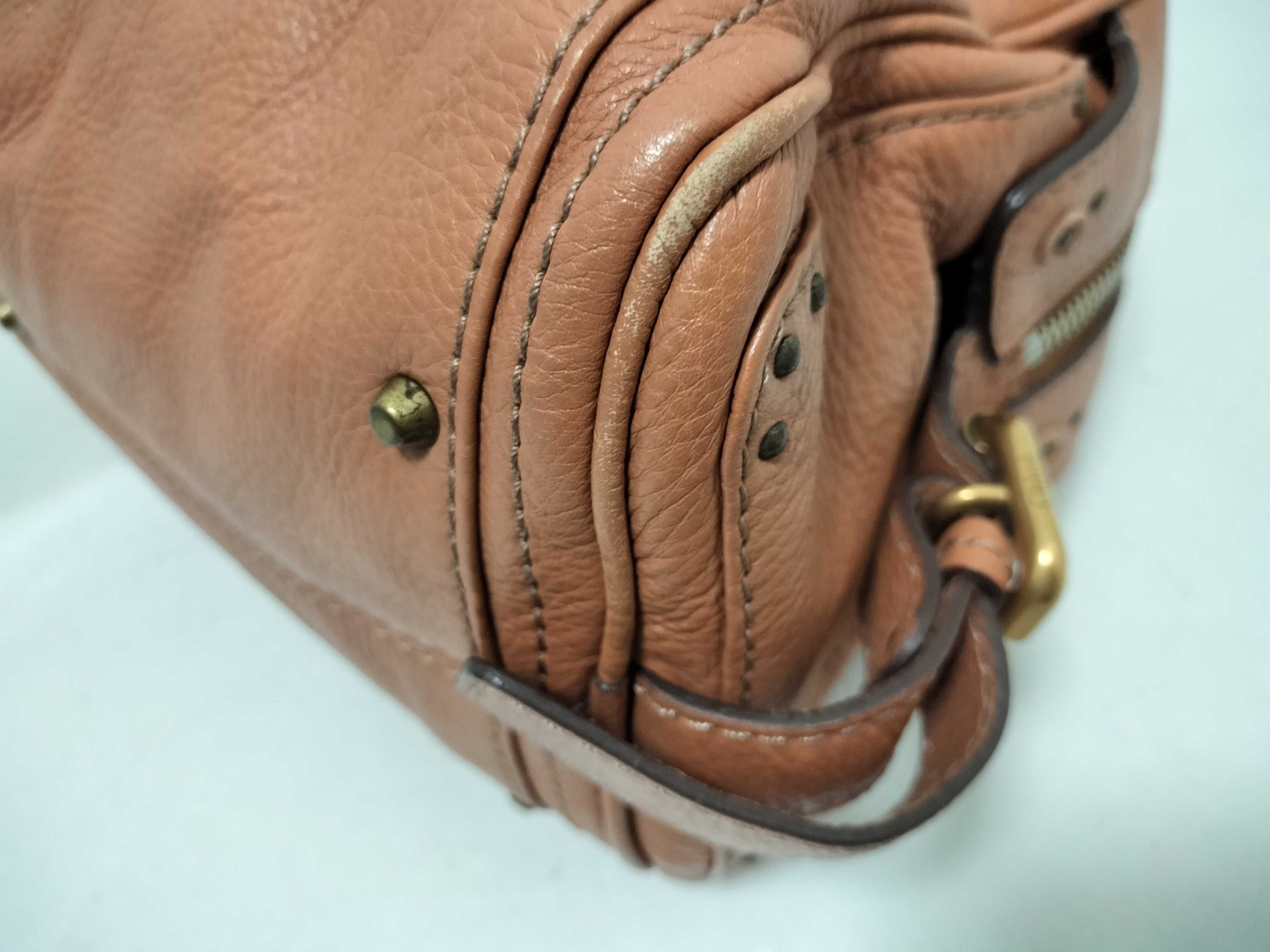 Chloé Paddington Lock Bag in Caramel Pebbled Leather