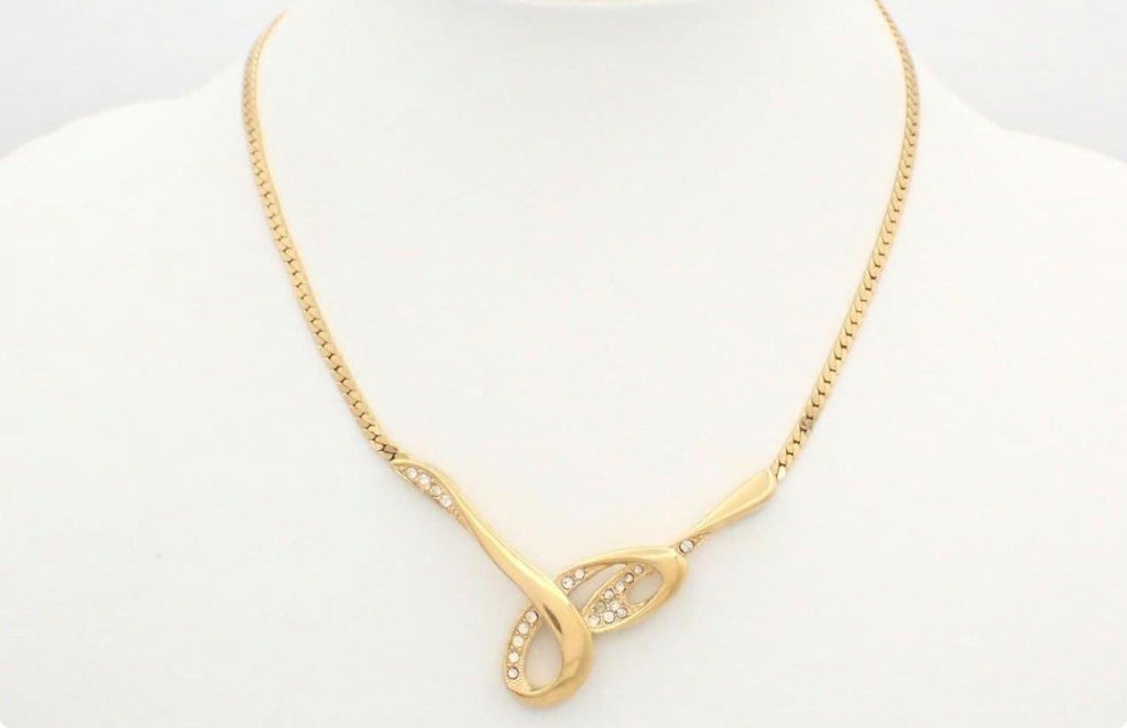 GIVENCHY Gold Rhinestone Infinity Necklace