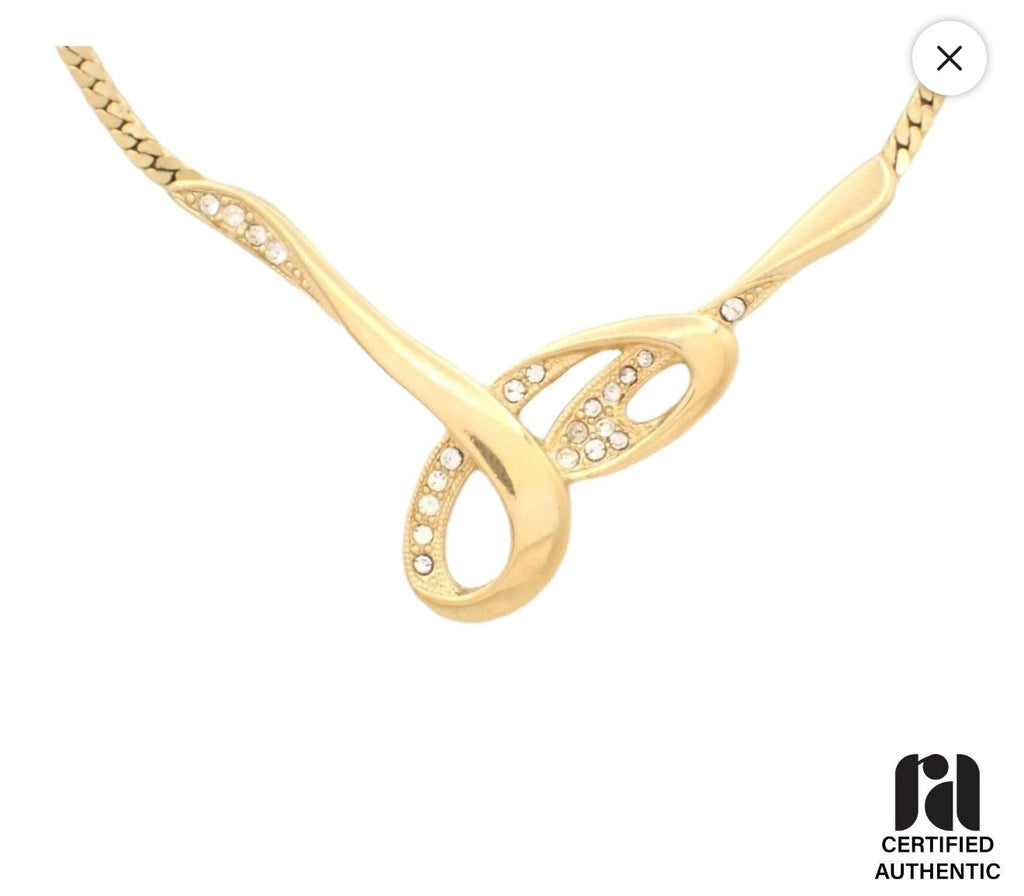 GIVENCHY Gold Rhinestone Infinity Necklace