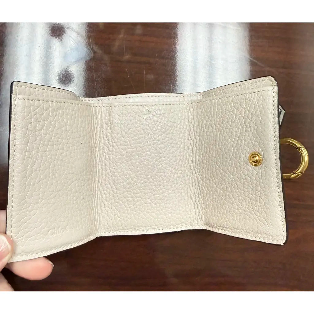 Chloé Alphabet Trifold Wallet in Cement Beige