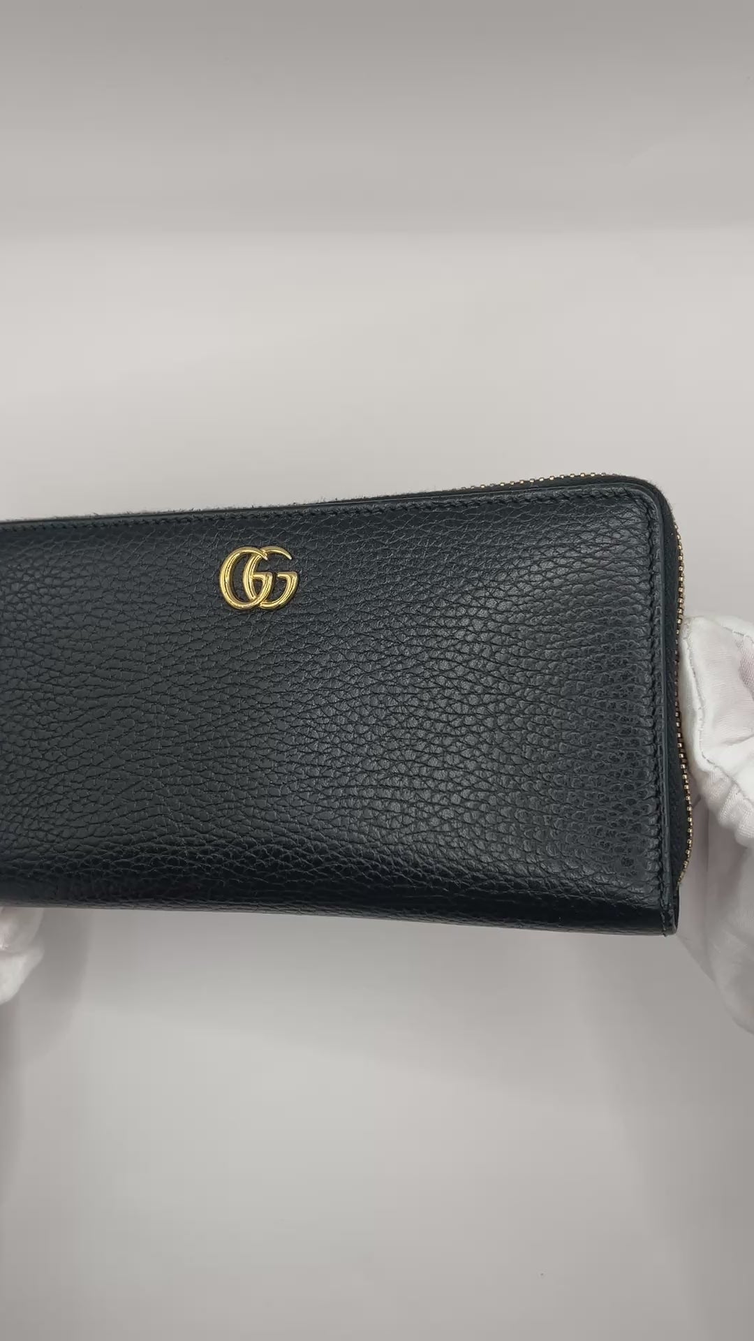 Gucci GG Zip-Around Wallet Black Pebbled Leather