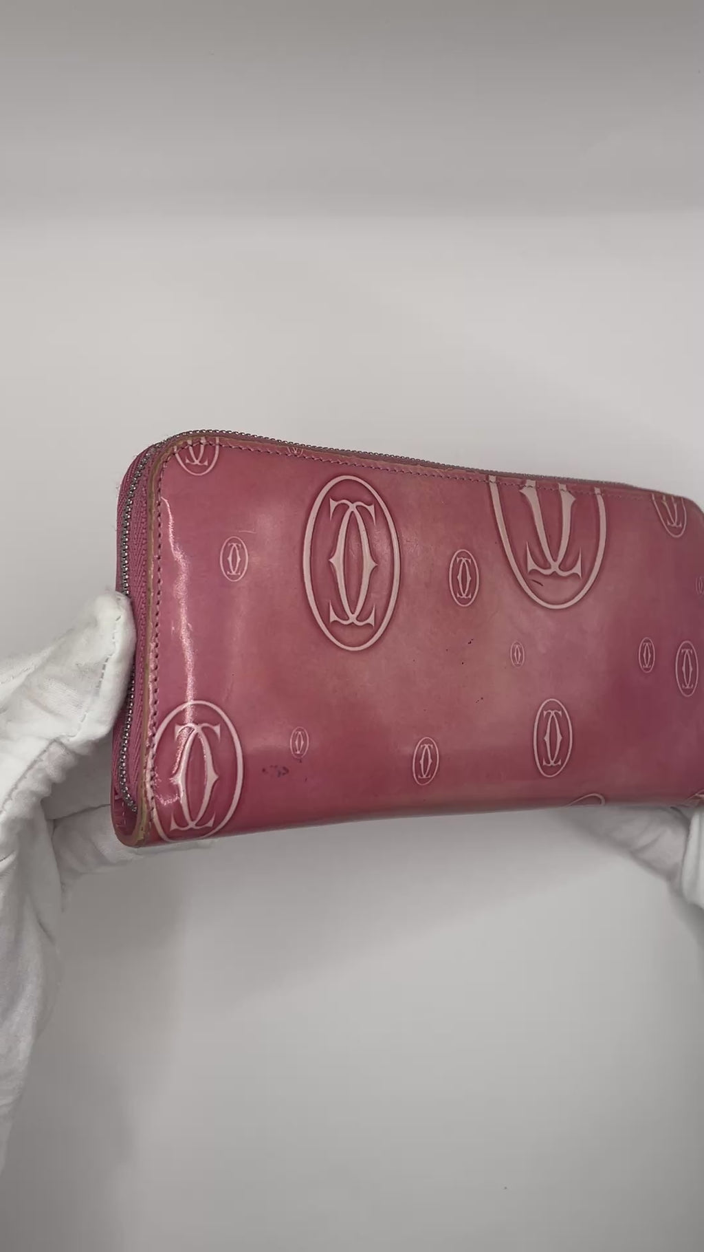 Cartier Patent Leather Happy Birthday Pink Continental Wallet