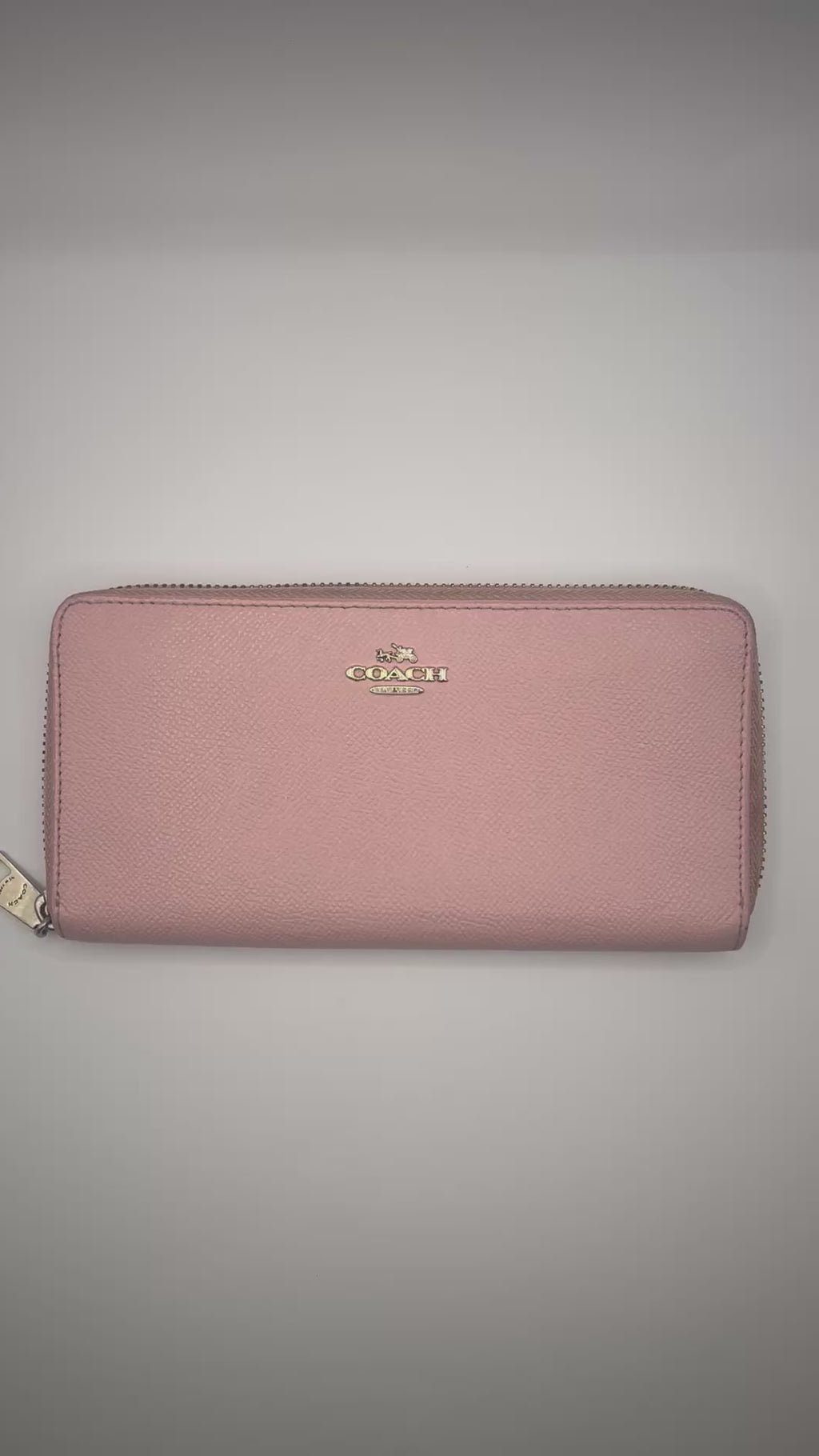 Coach Pink Pebbled Leather Zip Around Wallet