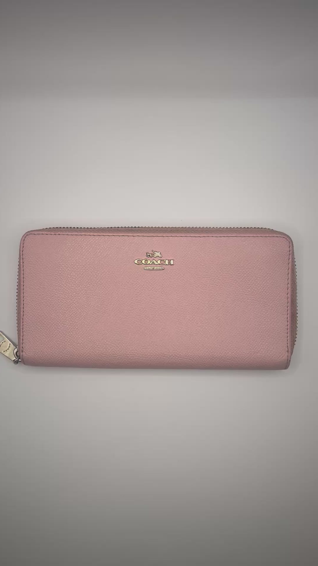 Coach Pink Pebbled Leather Zip Around Wallet