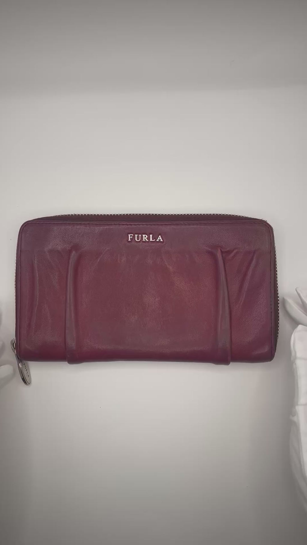 Furla Deep Red Leather Continental Zip Wallet