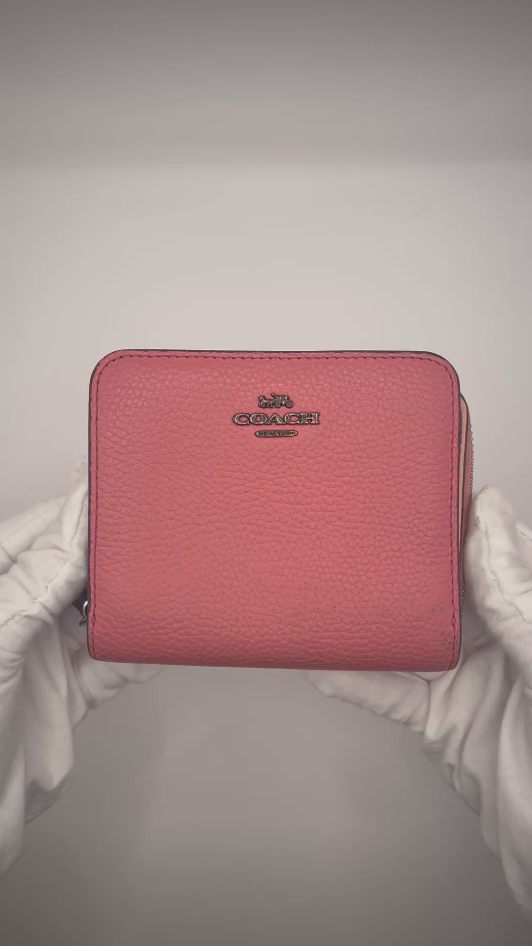 Coach Small Zip Around Pink Pebbled Leather Wallet